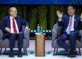 TENGKU Muhammad Taufik (kanan) dan Timbalan Pengerusi S&P Global, Dr. Daniel Yergin pada sesi dialog ‘Delivering Asia’s Energy Transition’ sempena Energy Asia di Pusat Konvesyen Kuala Lumpur (KLCC) di sini, hari ini.-UTUSAN/MUHAMAD IQBAL ROSLI