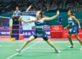 BEREGU wanita No.1 negara, Pearly Tan-M. Thinaah gagal ke final Terbuka China selepas tumpas straight set 14-21, 17-21 kepada gandingan tuan rumah, Jia Yi Fan-Zhang Shu Xian di peringkat separuh akhir di Gimnasium Pusat Sukan Olimpik di Changzhou, China, semalam.- AFP