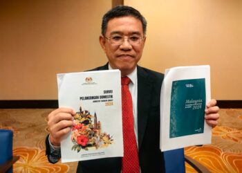 WONG Hon Wai menunjukkan Survei Pelancongan Domestik 2024 terbitan Jabatan Perangkaan Malaysia (DOSM).