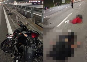 KEADAAN nahas membabitkan nahas 14 buah motosikal yang dipercayai sedang berkonvoi di Kilometer 262, Lebuhraya Utara Selatan (arah Utara) di Seremban, awal pagi tadi.