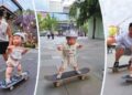 AKSI comel Juanjuan bermain papan luncur di kawasan taman di Chengdu memukau ramai warganet yang melihatnya. – AGENSI