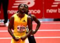NOAH Lyles ketika bertanding dalam acara 60 meter (m) lelaki semasa Grand Prix Tertutup New Balance di Boston, Massachusetts Februari lalu. - AFP
