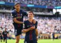 FABIAN Ruiz (kanan) meraikan kejayaan menjaringkan gol ketiga pasukannya bersama Achraf Hakimi semasa perlawanan bola sepak separuh akhir Piala Dunia Kelab FIFA 2025 antara Paris Saint-Germain dan Real Madrid di Stadium MetLife di East Rutherford. - AFP