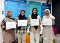 EMPAT daripada 18 pelajar Kolej Komuniti Sabak Bernam (KKSB) yang berjaya menerima sijil CIDB Malaysia baru-baru ini.