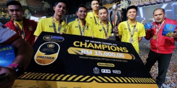 NEGERI Sembilan Antlers,  menewaskan pemain Johor Tigris, pada Perlawanan Akhir Sepak Takraw League 2025, Telecomdigi STL Premier 2025 di N9 Arena, Nilai, hari ini.-GAMBAR : MOHD SHAHJEHAN MAAMIN.