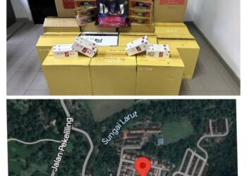 ROKOK seludup yang berjaya dirampas polis marin dalam satu serbuan di sebuah rumah tidak berpenghuni di Taiping, Perak, malam Khamis lalu.