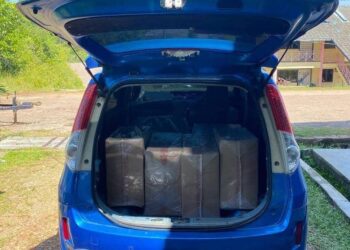 ROKOK putih yang diseludup masuk ke negara ini berjaya dirampas oleh Batalion 7 PGA selepas menahan sebuah MPV di Kampung Paya Ular, Pasir Mas, Kelantan semalam.-IHSAN PGA