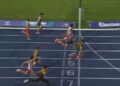 Muhammad Azeem Fahmi menamatkan larian final 100 meter di tempat keempat Sukan Universiti Dunia2025 di Lohrheidestadion, Jerman, semalam. - IHSAN OLAHRAGA MALAYSIA