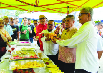 MOHAMAD Sabu mencuba buah cempedak pada majlis perasmian ‘Kempen Lebihkan Makan Buah-Buahan dan Sayur-Sayuran Tempatan’  sempena FAMA Fest 2025 @ Selangor di Klang, semalam. – UTUSAN/MOHAMAD NAUFAL MOHAMAD IDRIS