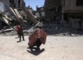 Penduduk Palestin melarikan diri dari rumah mereka di kejiranan Saftawy, di Jabalia, utara Semenanjubg Gaza. – AFP