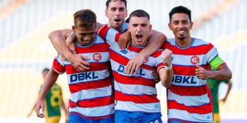 PEMAIN KL City FC meraikan kejayaan menumpaskan Imigresen FC dalam aksi pembukaan Liga Super musim 2025/2026.-IHSAN KL CITY FC