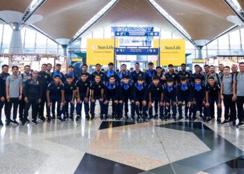 SKUAD B-23 negara berlepas ke Thailand bagi melakukan persiapan awal bagi kempen Kelayakan Piala Asia B-23.-IHSAN MALAYSIA NT