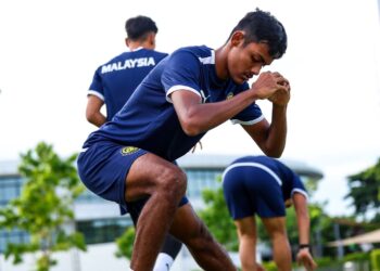 MOSES Raj menjalani latihan bersama skuad B-23 negara.- IHSAN MALAYSIA NT