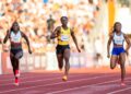 Pelari pecut Britain, Dina Asher-Smith (kiri) ketika beraksi pada Diamond League di Oslo, Norway. - AFP
