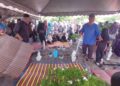 JENAZAH Mohd. Izuddin Harmaini dan Nur Syamimi Rosli dikebumikan dalam satu liang lahad di Tanah Perkuburan Islam Kampung Jambu di Pekan, Pahang, semalam.
