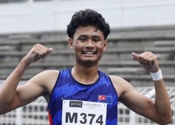Danish Iftikhar Muhammad Roslee menepati ramalan apabila memenangi pingat emas dalam acara 100 meter (m) pada Kejohanan Varsity Track & Field (VTF) Sirkit 3 di Stadium Universiti Utara Malaysia (UUM), semalam. - UTUSAN