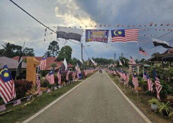 LEBIH 3,000 Jalur Gemilang berkibar megah di Felda Jengka 24 di Jerantut, Pahang.
