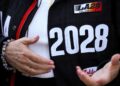 Logo Sukan Olimpik Los Angeles 2028 bergambar di UCLA, Los Angeles, California, Amerika Syarikat (AS). - AFP