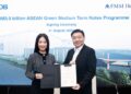 NG Wei Wei (kiri) bersama Teo Chiang Hong pada majlis menandatangani dan pelancaran Program Nota Jangka Sederhana Hijau ASEAN (Program MTN Hijau ASEAN) bernilai RM3.0 bilion.