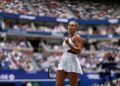 Aryna Sabalenka meraikan satu mata menentang Rebeka Masarova dari Switzerland semasa perlawanan pusingan pertama perseorangan Wanita Terbuka Amerika Syarikat (AS) 2025 di Pusat Tenis Kebangsaan USTA Billie Jean King, New York City, hari ini. - AFP