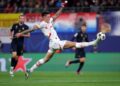 Penyerang RB Leipzig, Benjamin Sesko mengawal bola semasa perlawanan bola sepak Liga Juara-Juara UEFA antara RB Leipzig dan Juventus FC di Arena Red Bull di Leipzig, Jerman, Oktober lalu. - AFP