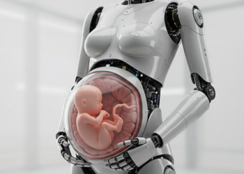 ILUSTRASI robot yang didakwa boleh mengandung dan melahirkan anak sama seperti manusia. 
– AGENSI