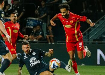 AKSI penjaring gol tunggal Selangor FC, Chigor Moraes dalam perlawanan pertama Kumpulan A Kejuaraan Kelab ASEAN (ACC) berdepan Buriram United di Stadium Buriram, Thailand, kelmarin. - IHSAN SELANGOR FC
