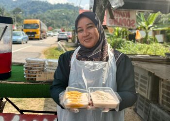 ZAINURIE Hussin menunjukkan kuih sopang jualannya di Kampung Godang, Terachi, Negeri Sembilan. – MINGGUAN/NOR SHAFIQAH MOHD. GHAZALI