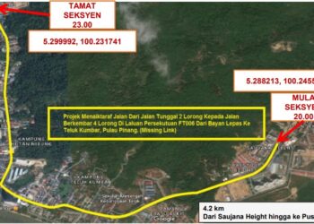 PELAN bagi projek menaik taraf Jalan Teluk Kumbar di Pulau Pinang.