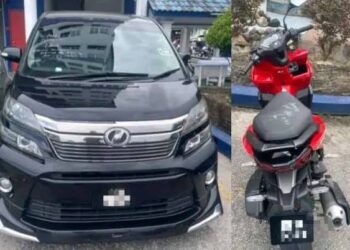 MPV mewah dan motosikal digunakan tiga suspek yang ditahan kerana melakukan kegiatan pecah masuk masjid di sekitar Sungai Lalang, Sungai Petani.