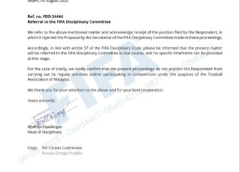 SURAT yang dikeluarkan oleh FIFA