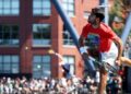 Carlos Alcaraz berlatih di gelanggang nasional Billie Jean King menjelang Kejohanan Terbuka Amerika Syarikat di New York, semalam. - AFP