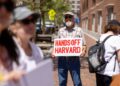 PENUNJUK perasaan berkumpul di luar Mahkamah John Joseph Moakley Amerika Syarikat (AS) di Boston, Massachusetts, pada 21 Julai lalu. – AFP