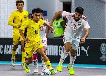 AKSI ketika Malaysia berdepan UAE dalam aksi kelayakan Piala Asia Futsal 2026 di Stadium Tertutup SUKPA di Kuantan, Pahang.