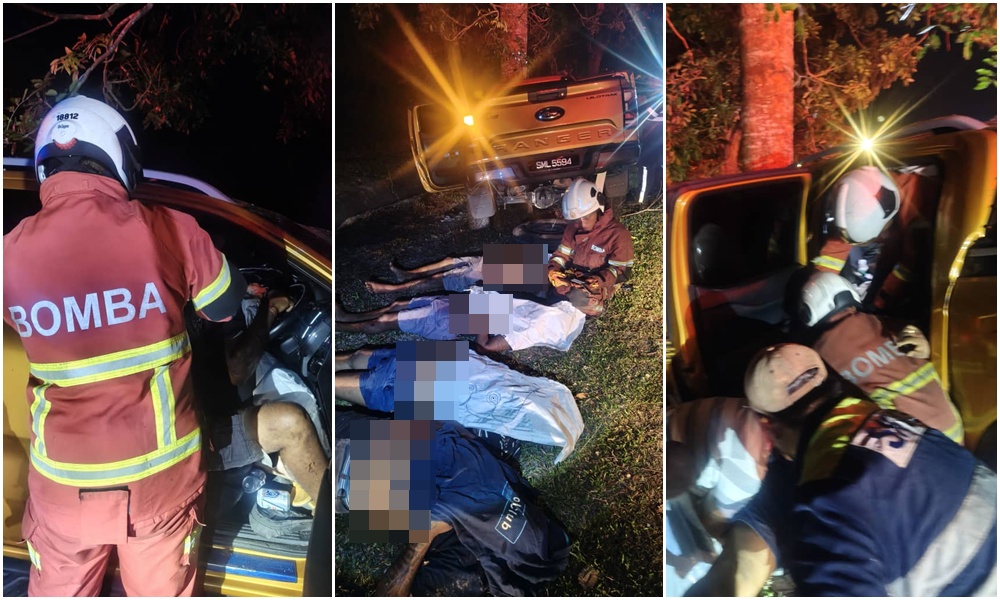 Mengantuk punca Ford Ranger terbabas langgar pokok 1 Empat maut