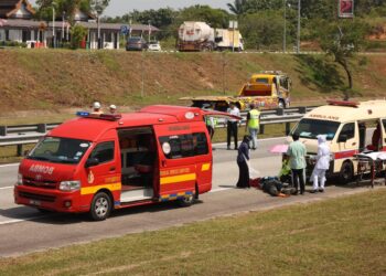 LATIHAN simulasi kecemasan di Kilometer 297 di Lebuhraya Pantai Timur 2 berhampiran Kemaman, Terengganu. -IHSAN LPT2