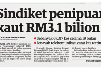LAPORAN muka hadapan Utusan Malaysia, semalam.