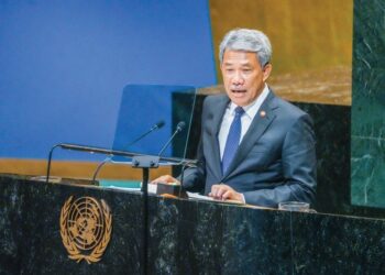 MOHAMAD Hasan ketika menyampaikan kenyataan negara pada Perhimpunan Agung PBB (UNGA) ke-80 di New York, semalam.