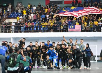 SKUAD futsal kebangsaan bergambar ketika aksi Kelayakan Piala Asia Futsal 2026 di Stadium Tertutup SUKPA Kuantan.GAMBAR MUHAMMAD NAIM HELMI HAFIDZI