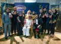 Mohd Khoirul Kamal (kanan) dan Pengarah Eksekutif Gissco Umaira Mohammad Rashid bersama barisan pengurusan tertinggi di Pelancaran Rasmi Logo Baharu & Ulang Tahun ke-50 Gissco.