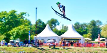 Aksi Aaliyah sewaktu menyertai acara lompat pada Kejohanan Ski Air Dunia IWWF 2025 di Reccetto, Itali, hujung minggu lalu.