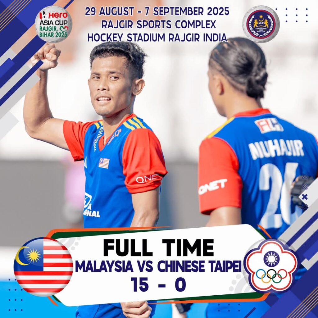 Speedy Tigers belasah Taiwan 15-0 1 hoki