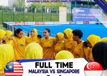 SKUAD hoki wanita negara menewaskan Singapura 5-1 dalam aksi klasifikasi Piala Asia 2025 di Hangzhou, China, hari ini. - Konfederasi Hoki Malaysia