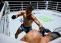 Aksi Johan Ghazali Zulfikar menentang petarung Maghribi, Zakaria El Jamari pada aksi ONE Fight Night 35 di Stadium Lumpinee, Bangkok, Thailand hari ini. - IHSAN ONE CHAMPIONSHIP
