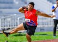 Aksi Jonah Chang Rigan ketika Kejohanan Olahraga Institusi Pendidikan Malaysia (SIPMA) yang berlangsung di Universiti Teknologi Malaysia (UTM), Johor Bahru hari ini. - IHSAN SUKAN IPT