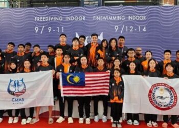 Skuad negara yang membawa cabaran Piala Dunia Renang Sirip CMAS 2025 di Kaohsiung, Tawan berjaya membawa pulang dua pingat emas, satu perak dan tiga gangsa. - IHSAN PERSATUAN RENANG SIRIP MALAYSIA