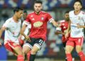 AJDIN Mujagic (tengah) muncul wira Sabah FC apabila meledak hatrik ketika berdepan Kelantan TRW di Stadium Likas.- IHSAN SABAH FC