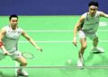 Aaron Chai-Soh Wooi Yik gagal meneruskan langkah ke perlawanan akhir selepas tewas kepada pasangan Indonesia, Fajar Alfian-Muhammad Shohibul Fikri 21-14, 21-19 pada Kejohanan Terbuka Perancis, semalam. - AFP