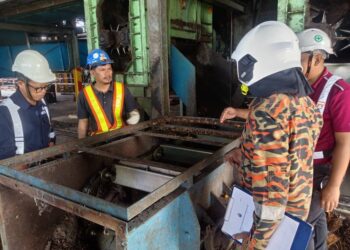 Mangsa dipercayai terjatuh di dalam mesin pengisar konveyor  ketika cuba mengalihkan serpihan batu. GAMBAR/ IHSAN JBPM SABAH