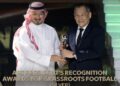 Kejayaan itu diumumkan pada Majlis Anugerah AFC yang berlangsung di Riyadh, dengan trofi berprestij tersebut diterima oleh Presiden Kehormat FAM yang juga Ahli Majlis FIFA, Tan Sri Hamidin Mohd Amin. - IHSAN FAM